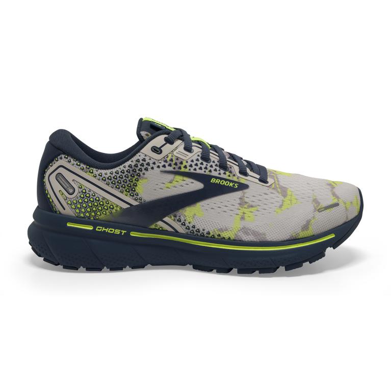 Brooks Women's Ghost 14 Cushioned Road Running Shoes - Moonbeam/Nightlife/Navy/GreenYellow (PHDF0647